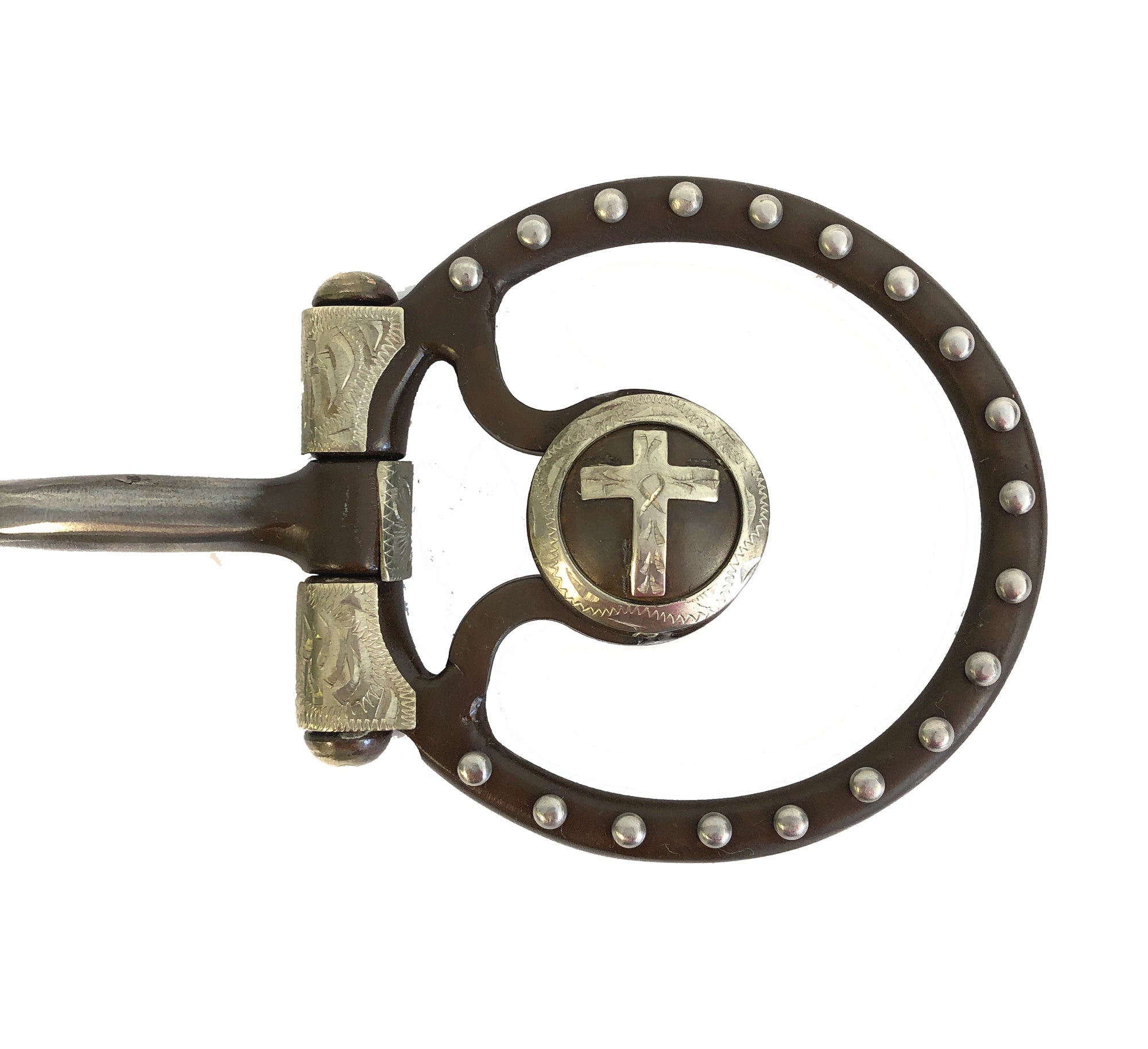 AJ Tack Dee Ring Snaffle Bit with Cross Concho
