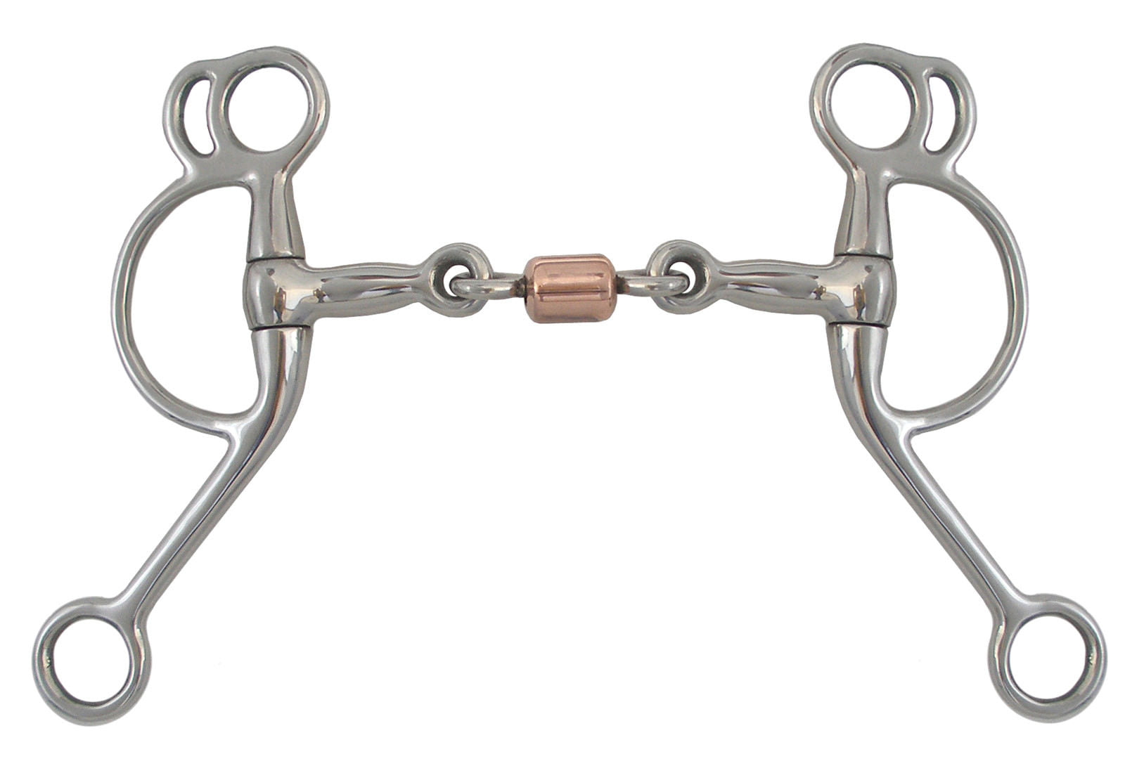 AJ Tack Double Rein Tom Thumb 3 Piece Copper Roller Bit